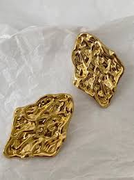 New Tam Textured Gold-Plated Contemporary Earrings - Image 3