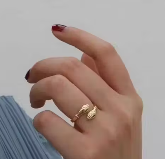 Golden Adjustable Friendship and Loved Ones Cuddle Hug Ring For Women/Girls Alloy Gold Plated Ring - Image 3