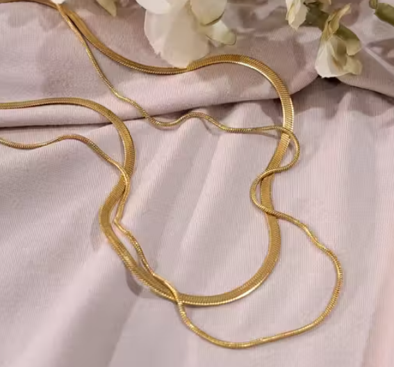 Rubans 18K Gold-Plated Stainless Steel Tarnish-Free Waterproof Multi-Layer Snake Necklace