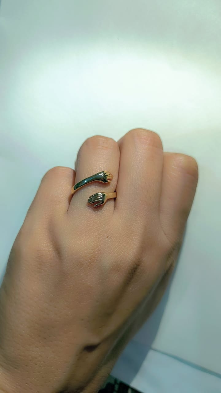 Golden Adjustable Friendship and Loved Ones Cuddle Hug Ring For Women/Girls Alloy Gold Plated Ring - Image 7
