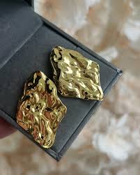 New Tam Textured Gold-Plated Contemporary Earrings - Image 2