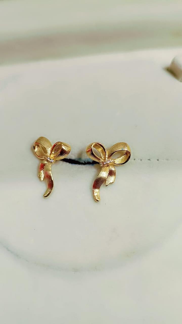 Korean Style Anti-Tarnish Gold Bow Knot Stud Earrings Party Jewelry Gifts for Women - Image 2